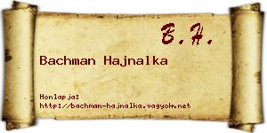 Bachman Hajnalka névjegykártya